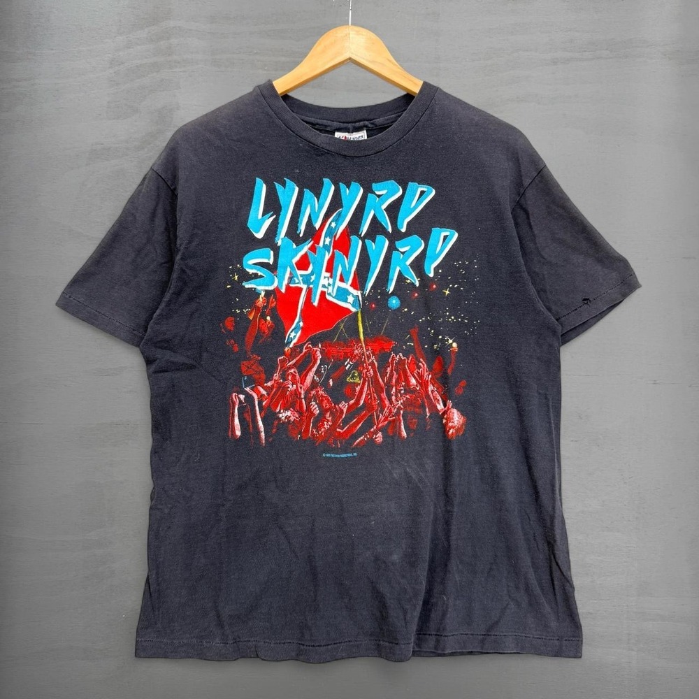 Lynyrd Skynyrd Faded Shirt Black Rock Band 1988 Tribute Tour Vintage XL